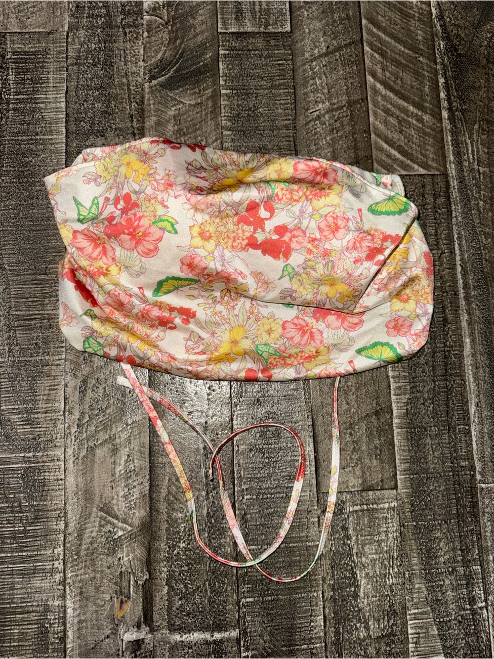 Victoria's Secret Cream Floral Bikini Set with Coral, Yellow & Green - Picture 2 of 9